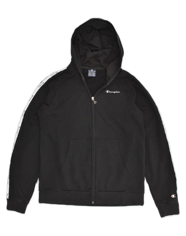 men's slim-fit sweaters -CHAMPION Boys Zip Hoodie Sweater 15-16 Years 2XL Black Cotton