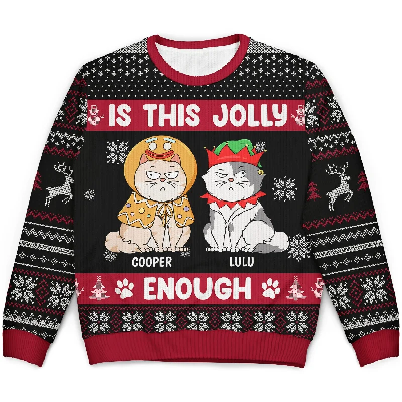 men's knitted pullover sweaters -Christmas Cats Is This Jolly Enough - Gift For Cat Lovers - Personalized Unisex Ugly Sweater