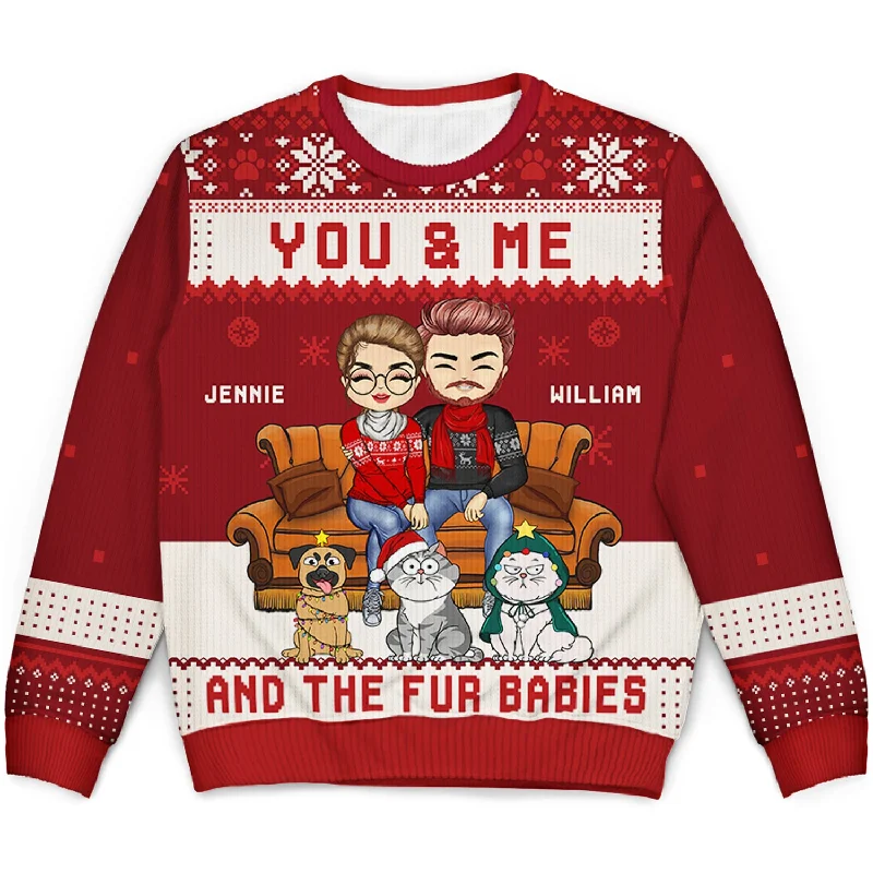 men's knitted winter sweaters -Christmas Pet Lovers Couple You & Me - Gift For Pet Lover Couples - Personalized Unisex Ugly Sweater