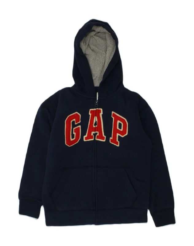 men's stylish sweaters -GAP Boys Graphic Zip Hoodie Sweater 7-8 Years Medium  Navy Blue Cotton