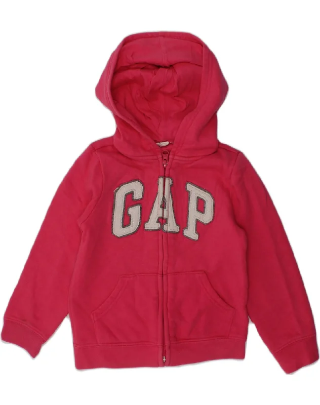 men's striped sweaters -GAP Girls Graphic Zip Hoodie Sweater 3-4 Years Pink Cotton