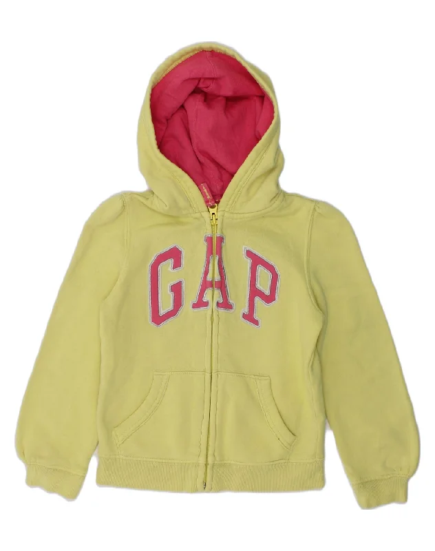 men's colorful sweaters -GAP Girls Graphic Zip Hoodie Sweater 4-5 Years Green Cotton