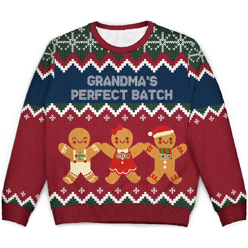 men's v-neck sweaters -Grandma Grandpa Mom Dad Perfect Batch - Gift For Mom, Dad, Grandparents - Personalized Unisex Ugly Sweater