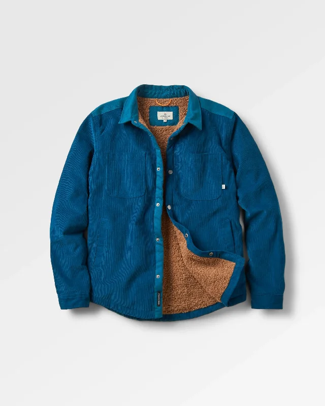 men's modern casual shirts -Kodiak 2.0 Sherpa Lined Cord Overshirt - Tidal Blue