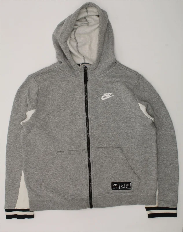 men's cashmere blend sweaters -NIKE Boys Zip Hoodie Sweater 13-14 Years XL Grey Cotton