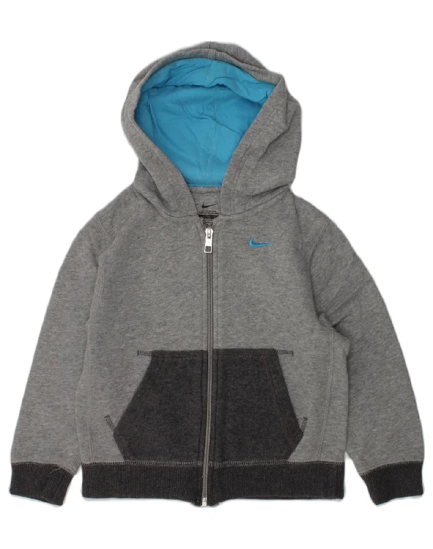 men's high-neck sweaters -NIKE Boys Zip Hoodie Sweater 4-5 Years Small  Grey Cotton