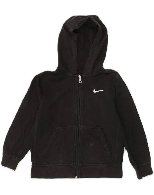 men's winter sweaters -NIKE Boys Zip Hoodie Sweater 8-9 Years Small  Black Cotton