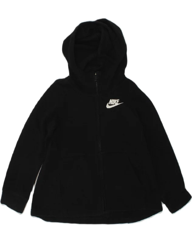 men's thick knit sweaters -NIKE Girls Zip Hoodie Sweater 6-7 Years XS Black Cotton