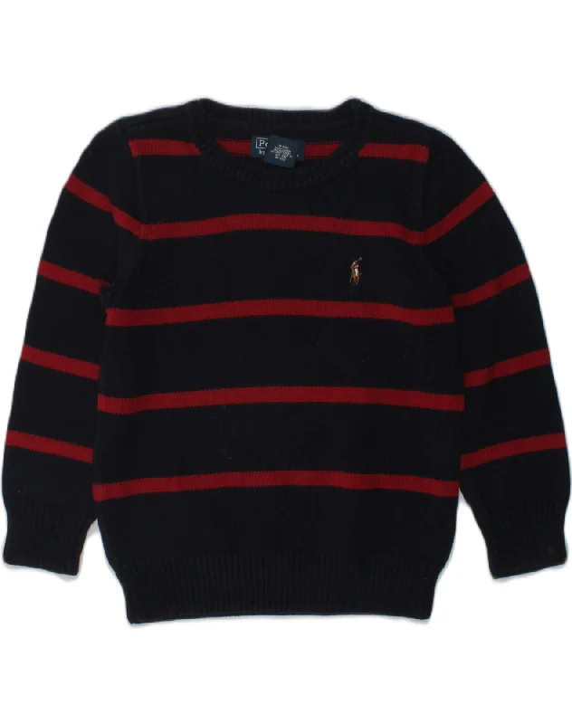 men's performance sweaters -POLO RALPH LAUREN Boys Boat Neck Jumper Sweater 3-4 Years Navy Blue