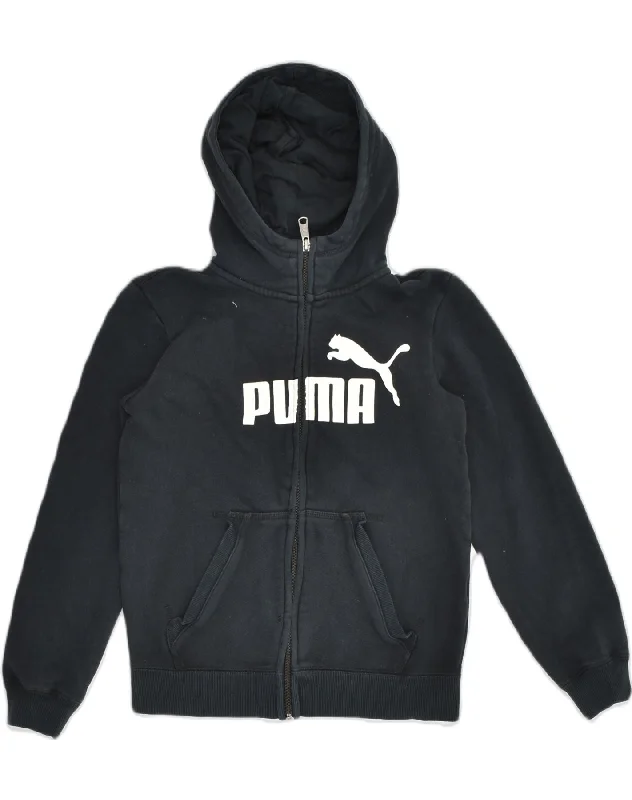 men's lightweight sweaters -PUMA Boys Graphic Zip Hoodie Sweater 11-12 Years Large Black