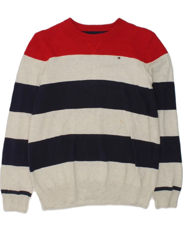 men's textured sweaters -TOMMY HILFIGER Boys Crew Neck Jumper Sweater 15-16 Years Large  Beige