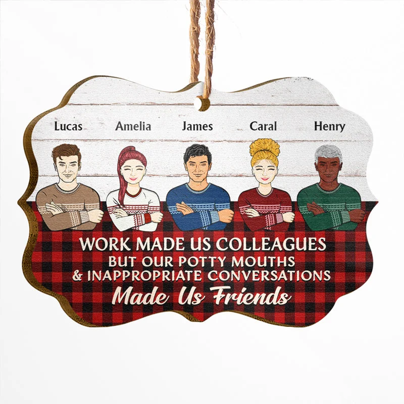 men's fleece sweaters -Work Made Us Colleagues Sweaters - BFF Bestie Christmas Gift - Personalized Custom Wooden Ornament, Aluminum Ornament